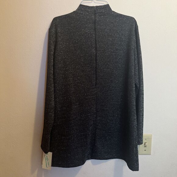 Douglas Marc Silver Black Sparkle Moc Turtle Shirt NWT Large - Picture 2 of 3
